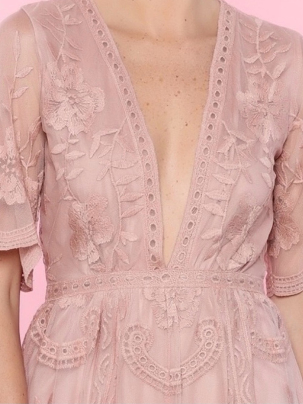 Honey Punch V-Neck Lace Romper - Picture 3 of 5